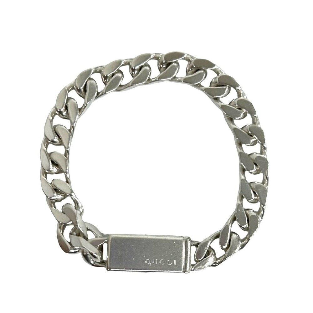 GUCCI Cuban Link Bracelet, Sterling Silver 925, Men's Accessory, 96830
